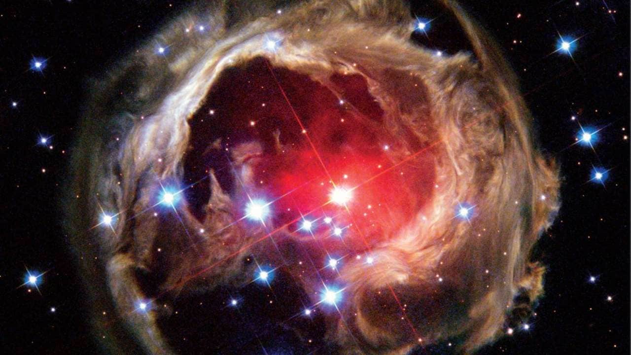 In January 2002, a moderately dim star known as V838 Monocerotis in the constellation of Monoceros suddenly became 600,000 times brighter than our Sun. A Hubble snapshot shows remarkable details in the shells of dust that were lit up during the stellar eruption. Image credit: ESA/Hubble In January 2002, a moderately dim star known as V838 Monocerotis in the constellation of Monoceros suddenly became 600,000 times brighter than our Sun. A Hubble snapshot shows remarkable details in the shells of dust that were lit up during the stellar eruption. Image credit: ESA/Hubble