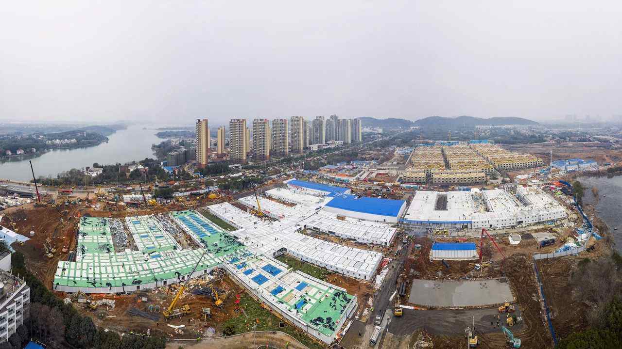 The Huoshenshan temporary field hospital under construction is seen as it nears completion in Wuhan in central China's Hubei Province, Sunday, Feb. 2, 2020. The Philippines on Sunday reported the first death from a new virus outside of China, where authorities delayed the opening of schools in the worst-hit province and tightened quarantine measures in a city that allow only one family member to venture out to buy supplies. (Chinatopix via AP)/XMAS814/20033372936121/CHINA OUT/2002021140 Image credit: AP