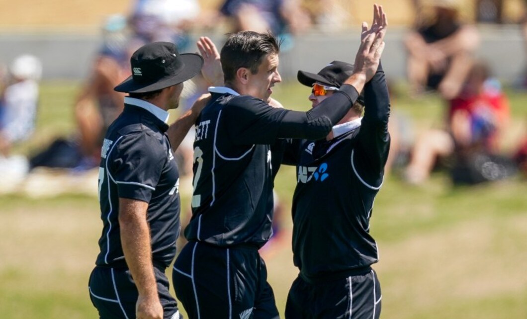 New Zealand’s Hamish Bennet celebrates the wicket of India’s Virat Kholi during the third ODI between India and New Zealand. AP New Zealand’s Hamish Bennet celebrates the wicket of India’s Virat Kholi during the third ODI between India and New Zealand. AP