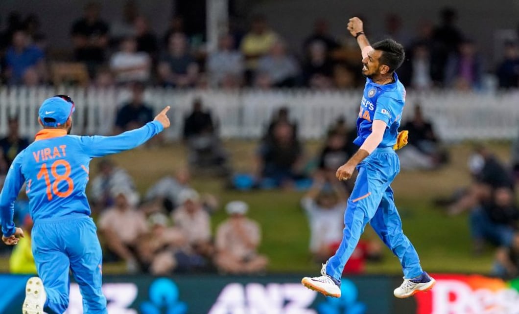 India's Yuzvendra Chahal, right, celebrates after bowling New Zealand's Martin Guptill during the third ODI between India and New Zealand. AP India's Yuzvendra Chahal, right, celebrates after bowling New Zealand's Martin Guptill during the third ODI between India and New Zealand. AP