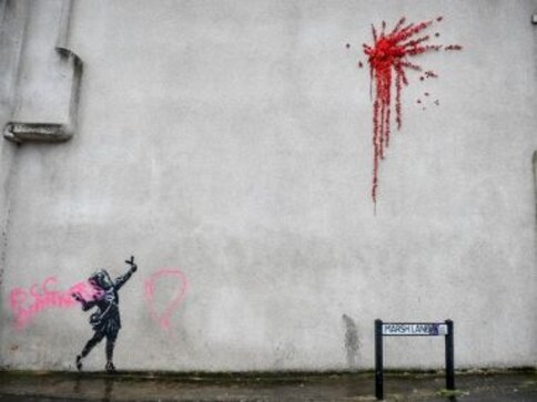News of Banksy's Valentine's Day mural being vandalised ignites debate about graffiti, ownership and damage to property News of Banksy's Valentine's Day mural being vandalised ignites debate about graffiti, ownership and damage to property