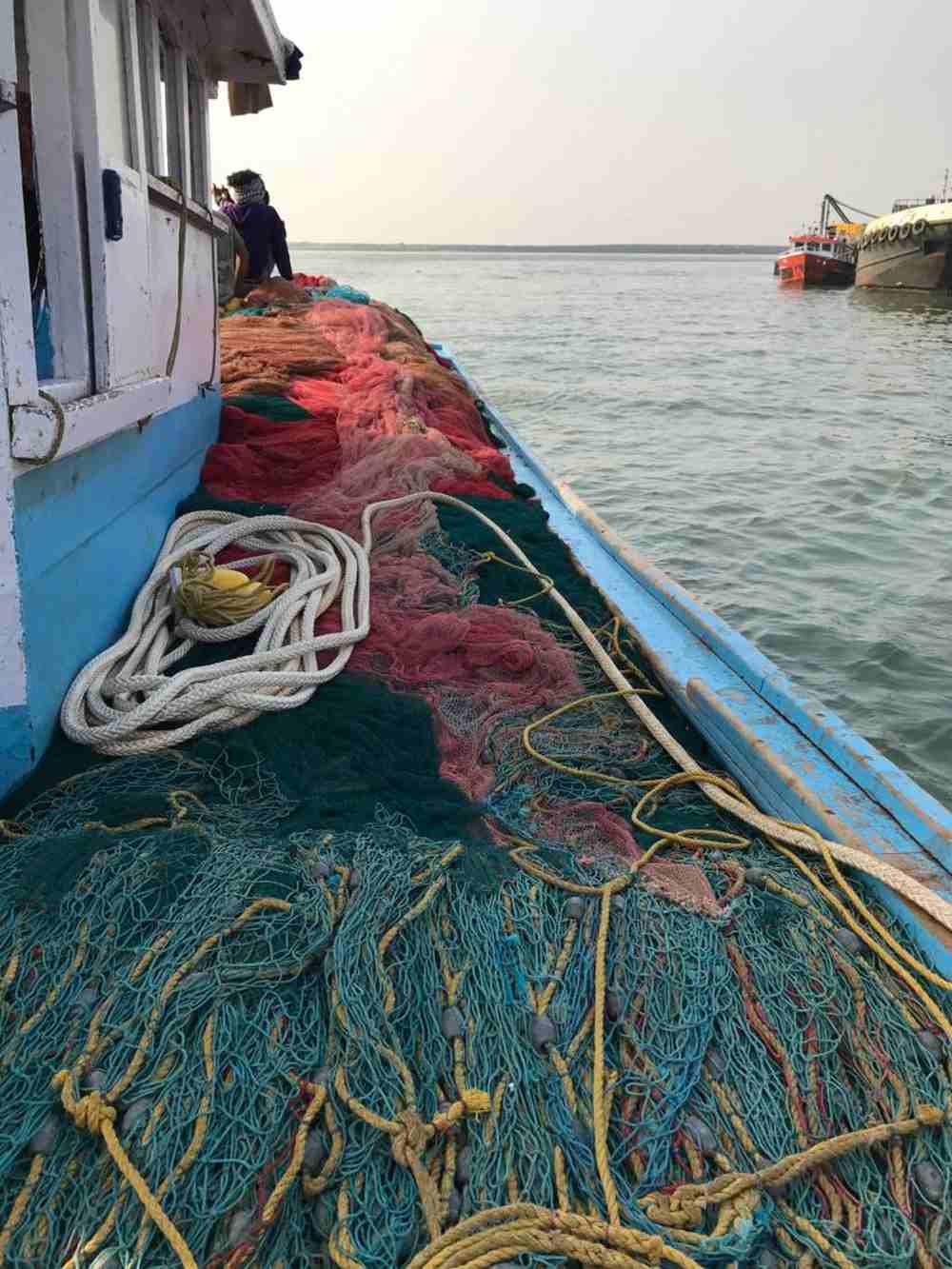 A bed of purse seine nets. Photo by Supriya Vohra.