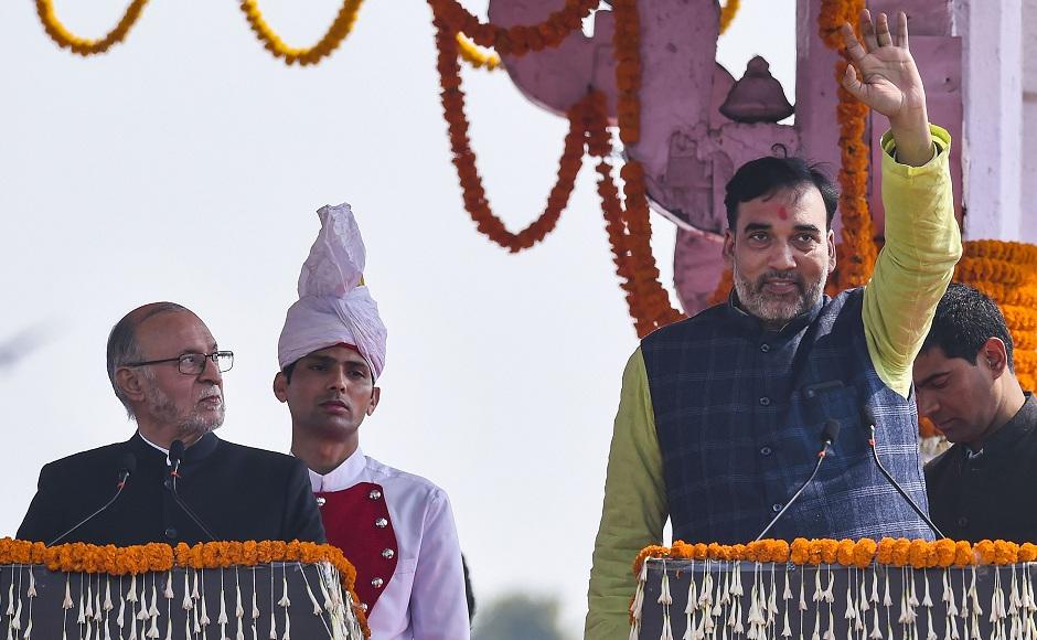 In a departure from the tradition of taking oath in the name of God, Arvind Kejriwal's cabinet member Gopal Rai did it in the name of martyrs of the freedom struggle. Rai was the labour minister in the previous AAP government. He had also held the charge of general administration department. PTI In a departure from the tradition of taking oath in the name of God, Arvind Kejriwal's cabinet member Gopal Rai did it in the name of martyrs of the freedom struggle. Rai was the labour minister in the previous AAP government. He had also held the charge of general administration department. PTI