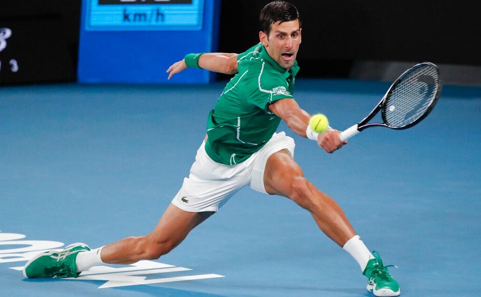 Novak Djokovic took the first set in the Australian Open final against fifth-seeded Dominic Thiem, after breaking Thiem's serve in the last game to clinch the set 6-4 in 52 minutes. AP Novak Djokovic took the first set in the Australian Open final against fifth-seeded Dominic Thiem, after breaking Thiem's serve in the last game to clinch the set 6-4 in 52 minutes. AP