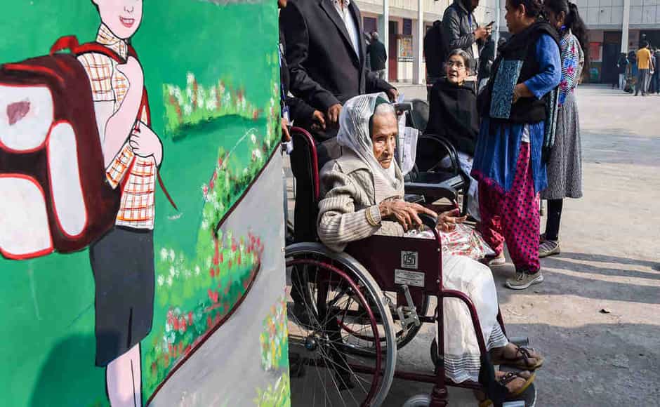 Oldest voter of National Capital, Bangladesh-born Kalitara Mandal gets inked at 111, she urged people to cast their vote. Voter turnout till 54.65 percent. PTI Oldest voter of National Capital, Bangladesh-born Kalitara Mandal gets inked at 111, she urged people to cast their vote. Voter turnout till 54.65 percent. PTI