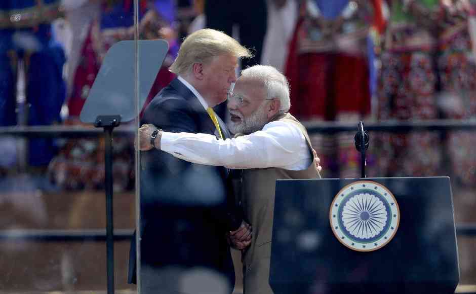 While speaking at the Motera cricket stadium, Trump promised a three billion dollar defence deal with India. AP While speaking at the Motera cricket stadium, Trump promised a three billion dollar defence deal with India. AP