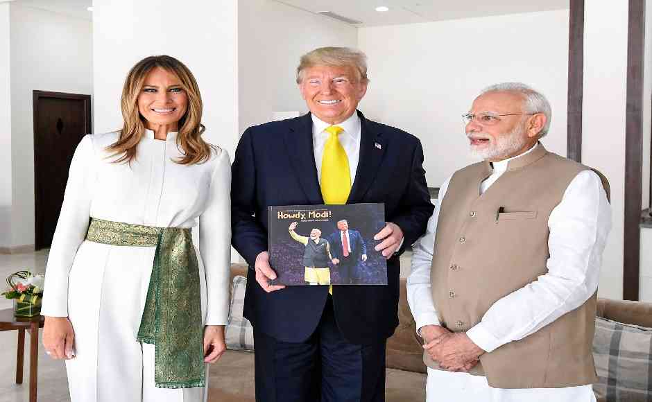 First Lady Melania Trump, US president Donald Trump and Prime Minister Narendra Modi. PTI First Lady Melania Trump, US president Donald Trump and Prime Minister Narendra Modi. PTI