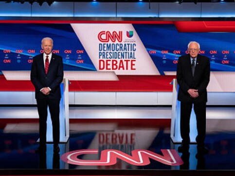 Clashes interspersed with comity as Joe Biden and Bernie Sanders meet in first head-to-head Democratic debate Clashes interspersed with comity as Joe Biden and Bernie Sanders meet in first head-to-head Democratic debate