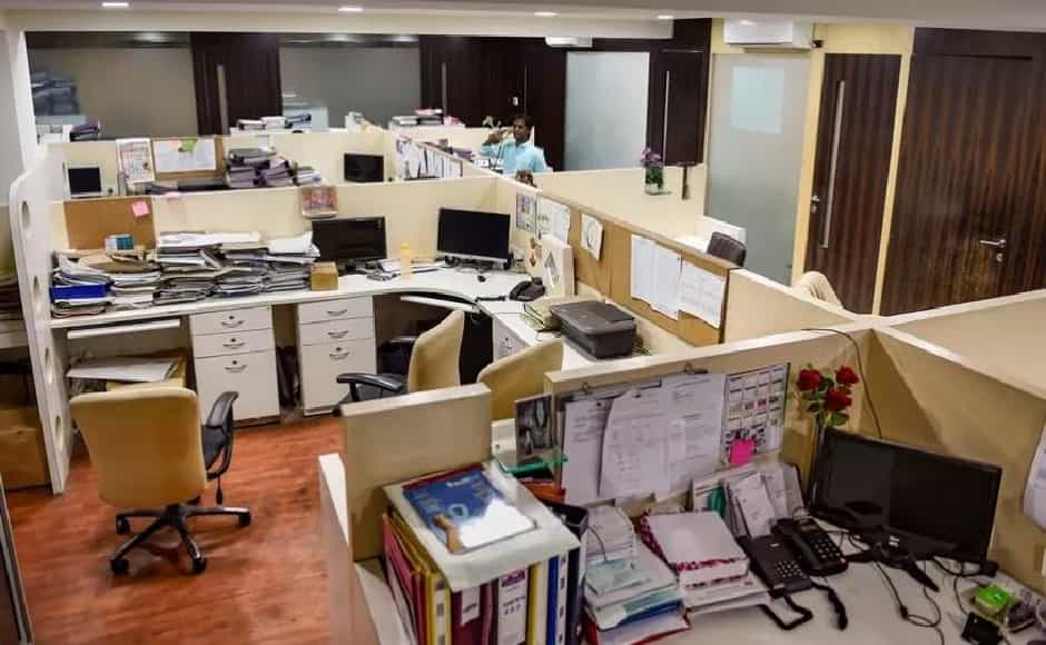 An office in Mumbai wears a deserted look after the company adopted a work from home policy amid coronavirus outbreak. PTI An office in Mumbai wears a deserted look after the company adopted a work from home policy amid coronavirus outbreak. PTI