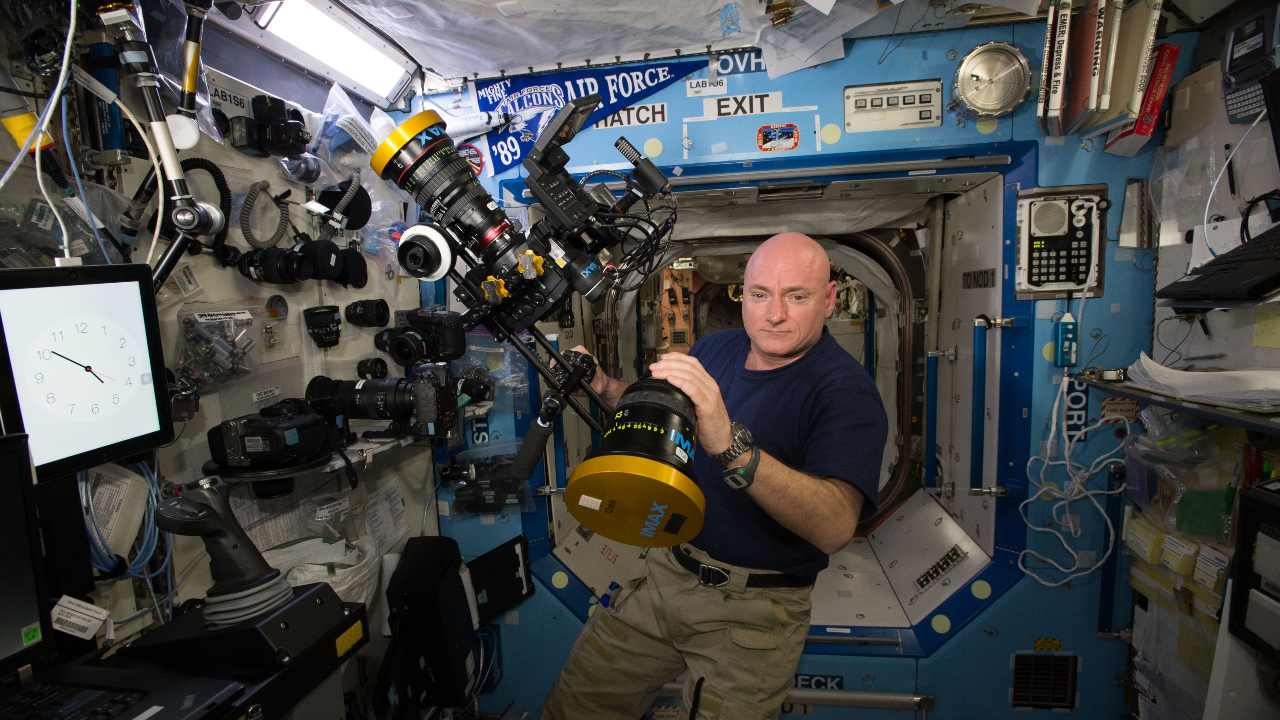 NASA astronaut Scott Kelly is seen here inside the station's Destiny laboratory. Image credit: NASA
