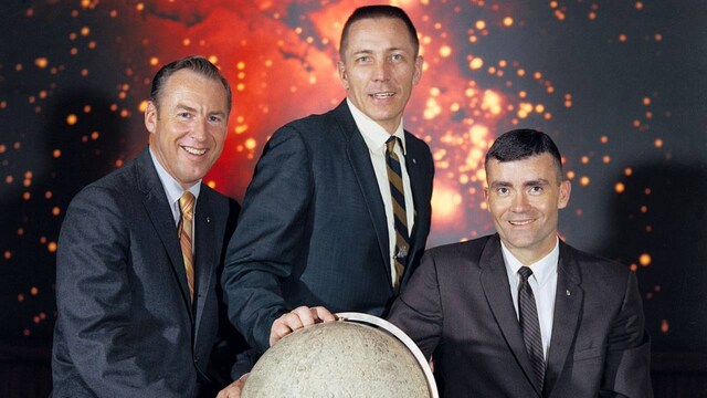 Apollo 13 lunar landing mission prime crew from left to right are: Commander, James A. Lovell Jr., Command Module pilot, John L. Swigert Jr.and Lunar Module pilot, Fred W Haise Jr. The original Command Module pilot for this mission was Thomas "Ken" Mattingly Jr but due to exposure to German measles, he was replaced by his backup, Command Module pilot, John L. "Jack" Swigert Jr. Image credit: NASA Apollo 13 lunar landing mission prime crew from left to right are: Commander, James A. Lovell Jr., Command Module pilot, John L. Swigert Jr.and Lunar Module pilot, Fred W Haise Jr. The original Command Module pilot for this mission was Thomas "Ken" Mattingly Jr but due to exposure to German measles, he was replaced by his backup, Command Module pilot, John L. "Jack" Swigert Jr. Image credit: NASA