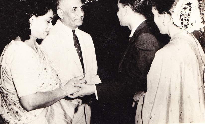 Nobina & George Lewis, greeting Nandu & Ulka Natekar at the latter's wedding