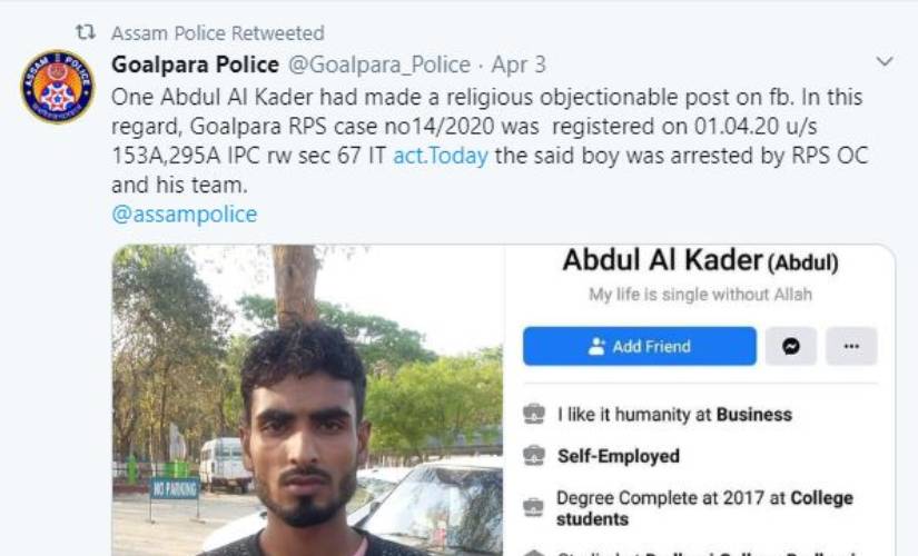 Assam Police has registered 52 cases against fake news. Image courtesy: Twitter@AssamPolice