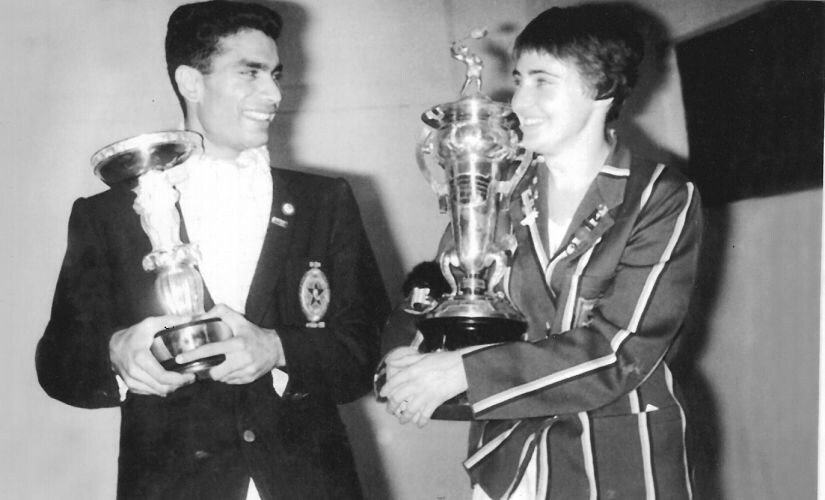 Dinesh Khanna with Angela Bairstow, the singles winners of Asian Championships. Image procured by Shirish Nadkarni.