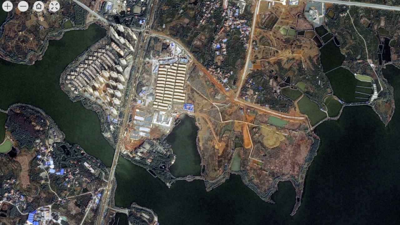 Satellite image of the site of the temporary hospital that the Chinese set up, in February, in a span of 10 days. Two hospitals were built in a panic to deal with the overwhelming number of coronavirus infected patients that came from Wuhan, China. The first case was detected in December 2019. These hospitals offered an extra 2,000 hospitals beds for the sick and dying. They have now been shut down since the cases in China has drastically dropped in number. Image credit: CENS/AIRBUS Satellite image of the site of the temporary hospital that the Chinese set up, in February, in a span of 10 days. Two hospitals were built in a panic to deal with the overwhelming number of coronavirus infected patients that came from Wuhan, China. The first case was detected in December 2019. These hospitals offered an extra 2,000 hospitals beds for the sick and dying. They have now been shut down since the cases in China has drastically dropped in number. Image credit: CENS/AIRBUS