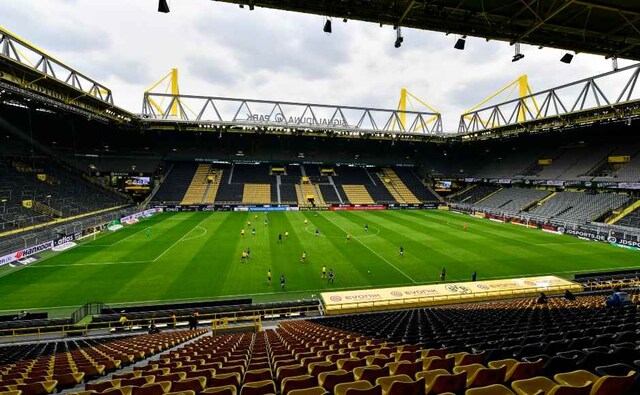 Bundesliga became the first major football league to restart amid the coronavirus pandemic, on 16 May. However, empty stands and eerie silence greeted the players at Borussia Dortmund's Signal Iduna Park. AP Bundesliga became the first major football league to restart amid the coronavirus pandemic, on 16 May. However, empty stands and eerie silence greeted the players at Borussia Dortmund's Signal Iduna Park. AP