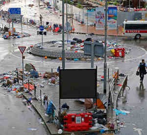 File image of Hong Kong streets after clashes between police and protesters who oppose legislation that would allow criminal suspects to be sent to mainland China for trial. AP