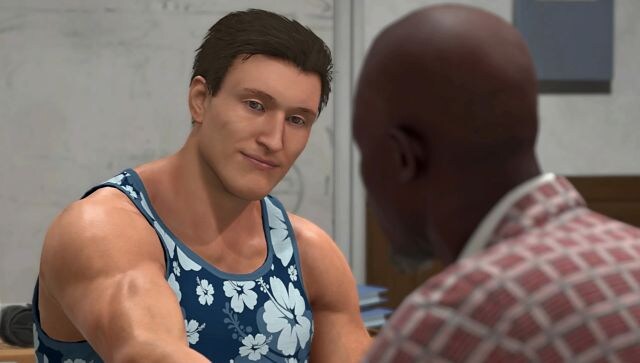Just who was the costume designer on this one? Screen grab from NBA2K21