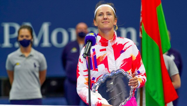 Victoria Azarenka with the runner-up trophy during the presentation ceremony. AP Victoria Azarenka with the runner-up trophy during the presentation ceremony. AP