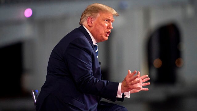 Duelling town halls see combative Donald Trump and deliberate Joe Biden spar from afar