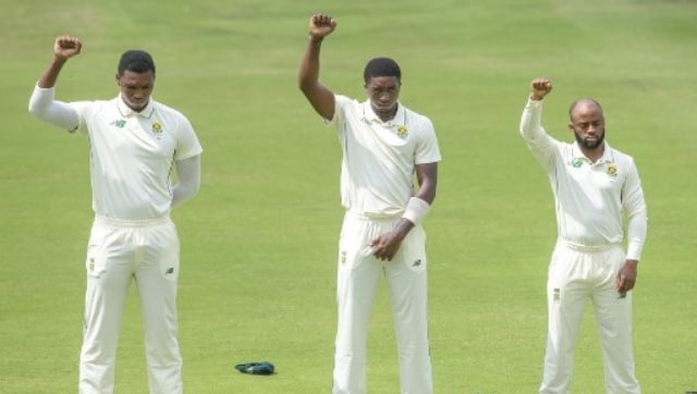 South Africa vs Sri Lanka: Proteas players raise fists as part of anti-racism gesture in support of BLM movement South Africa vs Sri Lanka: Proteas players raise fists as part of anti-racism gesture in support of BLM movement