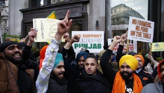 The farmers' protests also received support in the UK, with thousands of demonstrators, mainly British Sikhs, gathering outside the Indian High Commission in central London on Sunday. The agitators held placards with messages such as 'Justice for Farmers', shouted slogans, and blocked roads. Image Credits: AFP