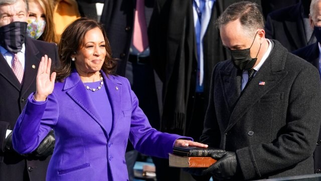 Harris was sworn in as the first female vice president — and the first Black woman and person of South Asian descent to hold the position — in front of the US Capitol by Supreme Court Justice Sonia Sotomayor. AP Harris was sworn in as the first female vice president — and the first Black woman and person of South Asian descent to hold the position — in front of the US Capitol by Supreme Court Justice Sonia Sotomayor. AP
