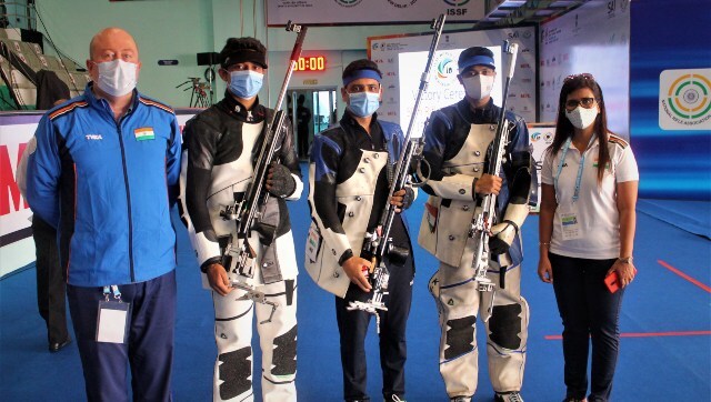 ISSF World Cup: Niraj Kumar, Swapnil Kusale and Chain Singh help India win men's 50m rifle 3 positions team gold ISSF World Cup: Niraj Kumar, Swapnil Kusale and Chain Singh help India win men's 50m rifle 3 positions team gold