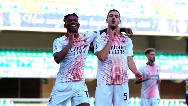Serie A: AC Milan increase pressure on leaders Inter Milan by beating Hellas Verona; Juventus claim seventh straight win