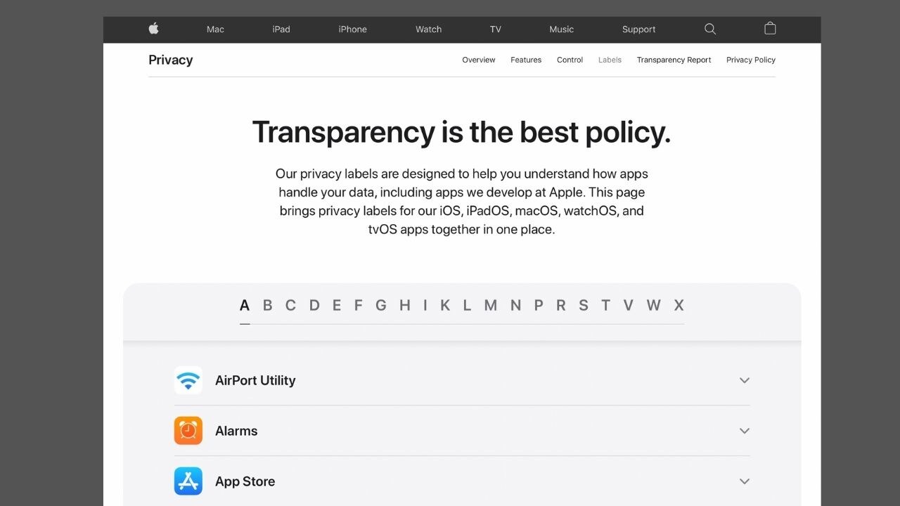  Apple has launched a new web page that shows what data its own apps gather on you