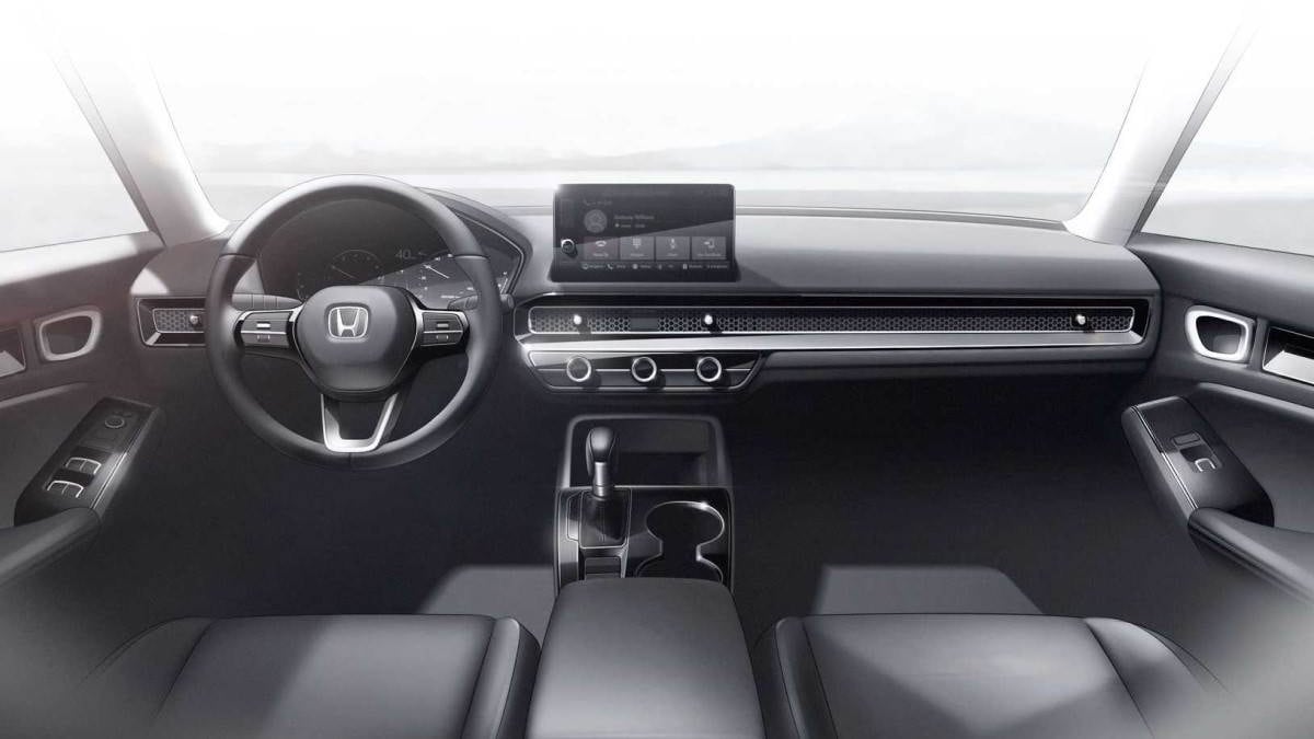 A floating 9.0-inch touchscreen takes centrestage on the dash of the new Honda Civic. Image: Honda