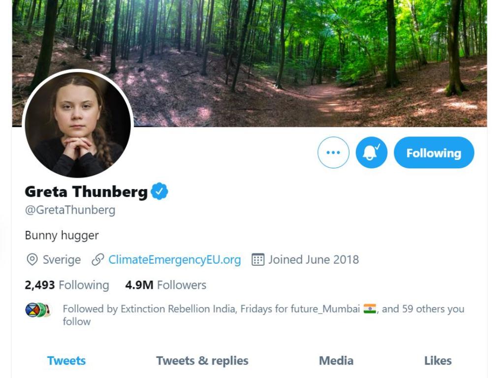 Greta Thunberg's Twitter bio. 