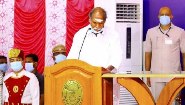 N Rangasamy sworn in as Puducherry Chief Minister, BJP to get dy CM post, two other ministries N Rangasamy sworn in as Puducherry Chief Minister, BJP to get dy CM post, two other ministries