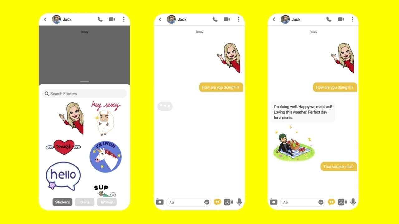 Bumble users will be able to use Bitmoji, and send AR Lens videos, within the app. 