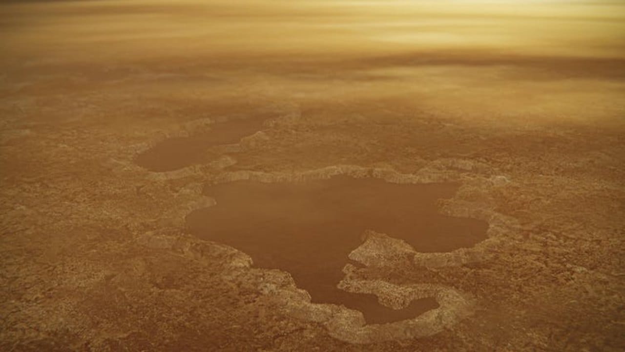 Titan is the largest moon of Saturn where liquid flows, like rivers on Earth. Instead of water, Titan has lakes of methane. Image credit: NASA/JPL-Caltech