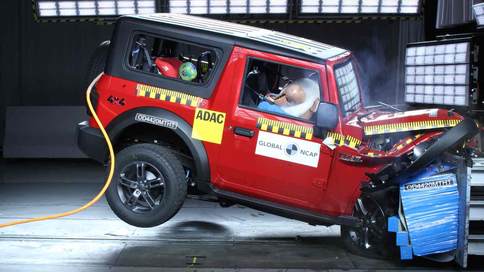 The second-gen Mahindra Thar currently holds the highest score for child occupant protection of all models tested by Global NCAP so far. Image: Global NCAP