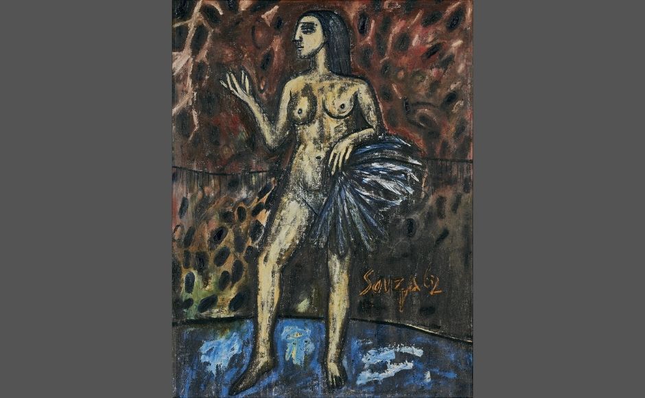 Fan Dancer | FN Souza | 41 x 31 in (104 x 78.7 cm) | Oil on canvas | 1962 Fan Dancer | FN Souza | 41 x 31 in (104 x 78.7 cm) | Oil on canvas | 1962