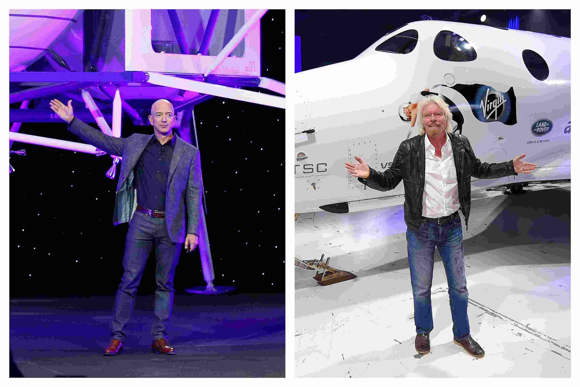Billionaires Jeff Bezos and Richard Branson are competeing in a space race to be the first to go to space. Image credit: AP Photo/Mark J. Terrill