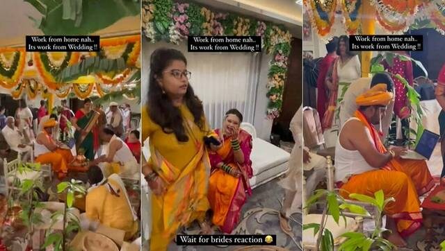 'Work from wedding': Video of groom sitting with laptop at mandap leaves netizens in splits 'Work from wedding': Video of groom sitting with laptop at mandap leaves netizens in splits
