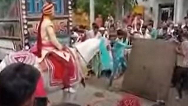 Watch: Startled horse runs off with groom as crackers burst during wedding procession