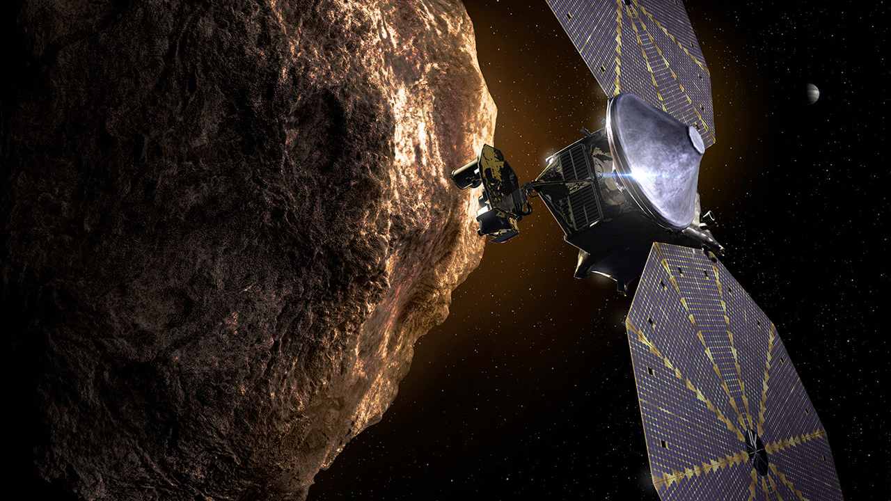 Artist's concept of Lucy spacecraft at Trojan asteroid. Image credit: NASA