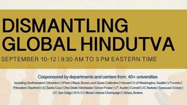 'Some varsity logos used without permission': Hindu groups in US hit out at 'Dismantling Global Hindutva' organisers 'Some varsity logos used without permission': Hindu groups in US hit out at 'Dismantling Global Hindutva' organisers