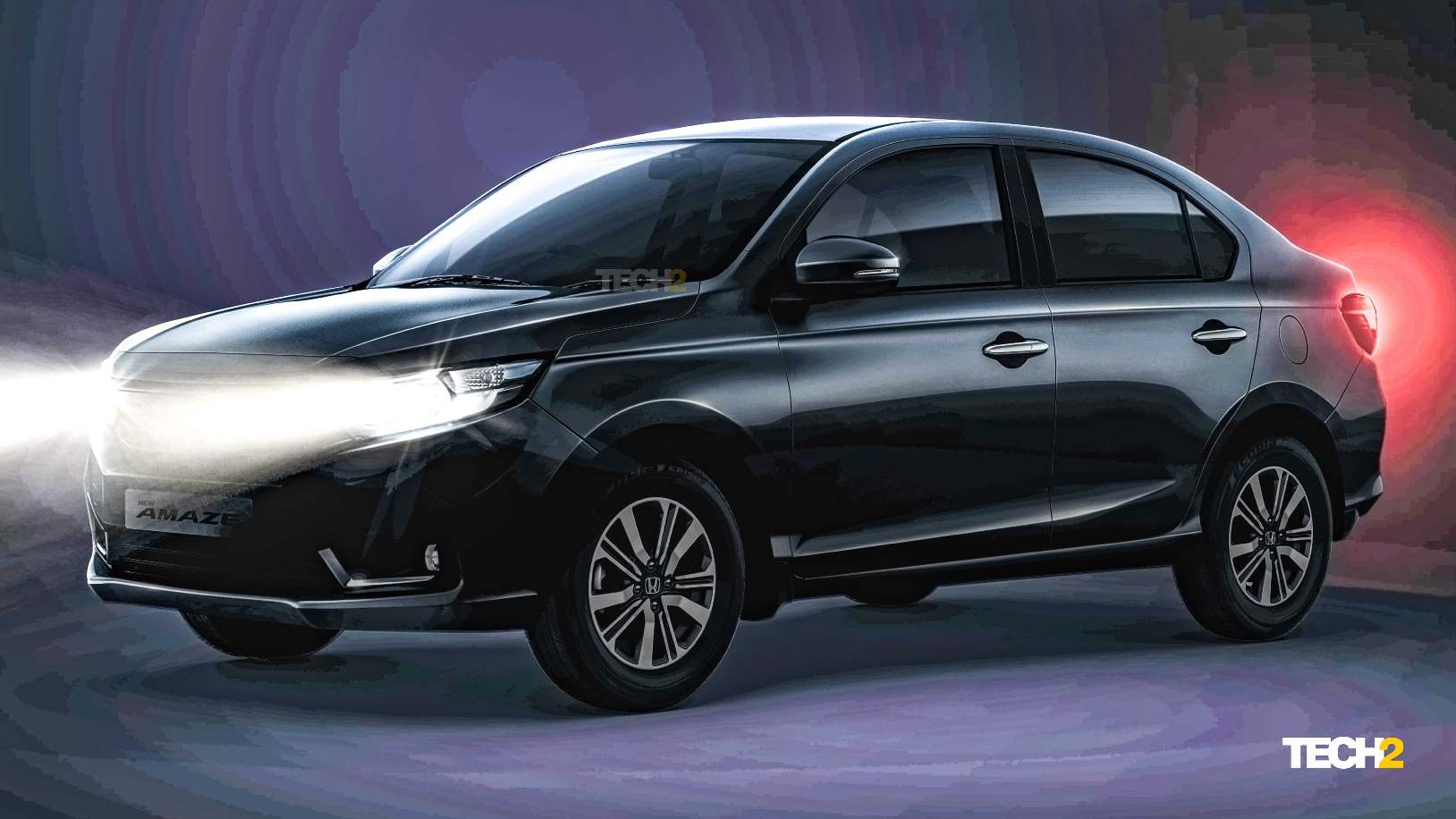 The Honda Amaze facelift will pack LED projector headlights and new alloy wheels. Image: Honda
