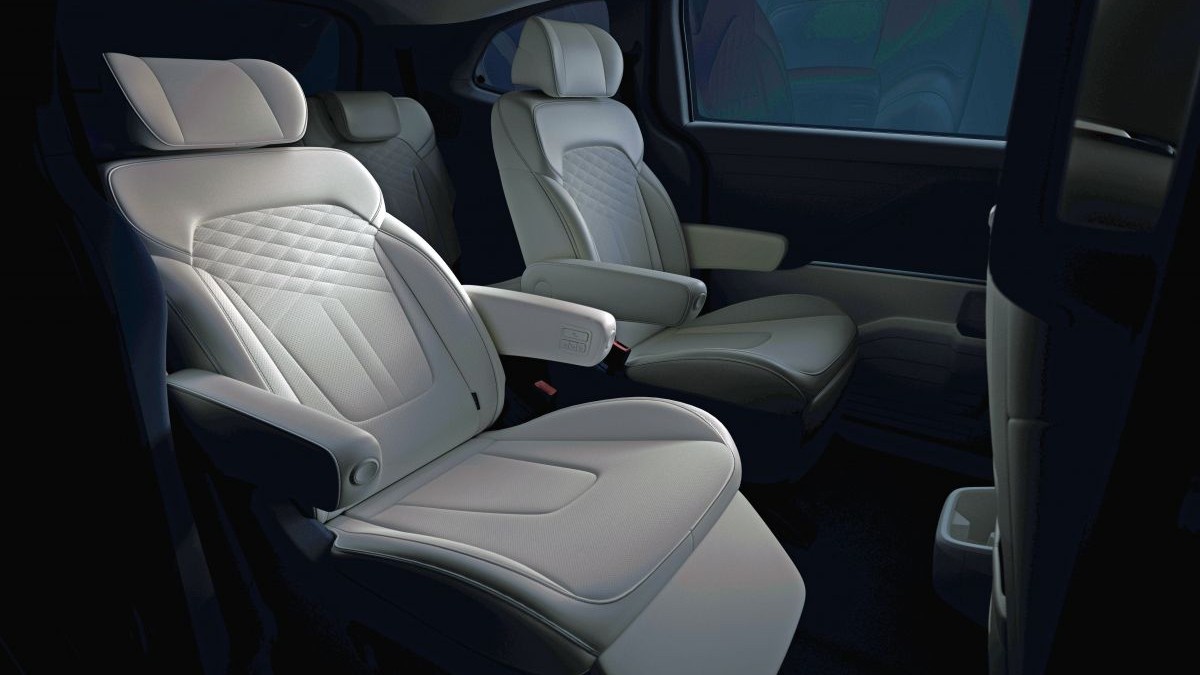 The six-seat model will come with captain chairs for second-row passengers. Image: Hyundai