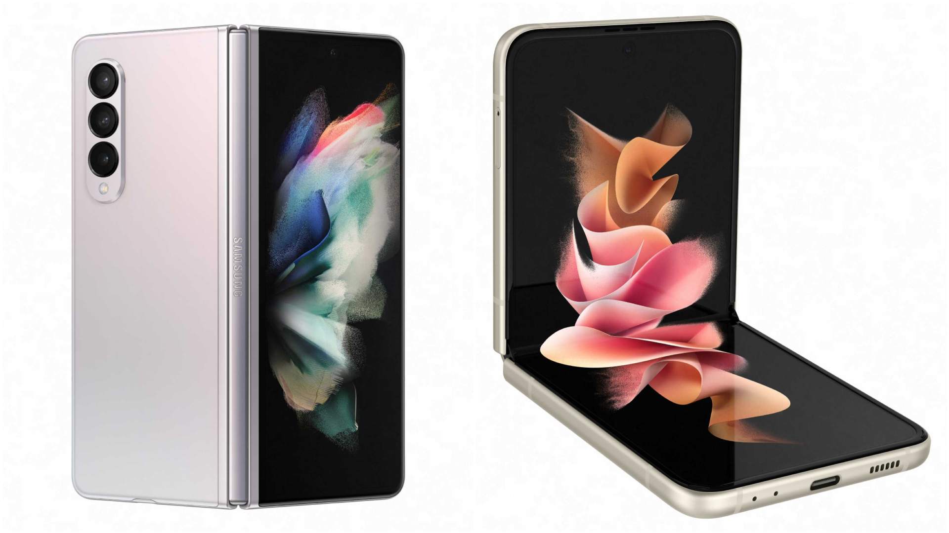 Both the Samsung Galaxy Z Fold 3 (left) and Galaxy Z Flip 3 are available in two storage variants. Image: Samsung