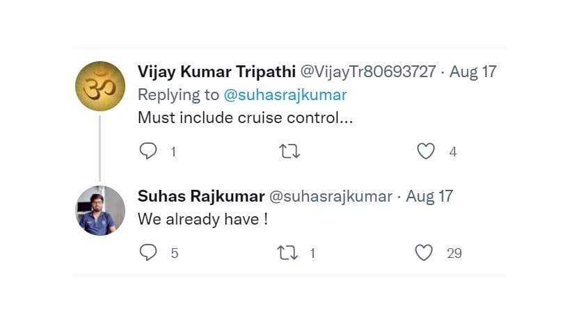 Rajkumar has assured customers the scooter will have cruise control, but now says what the One has is 