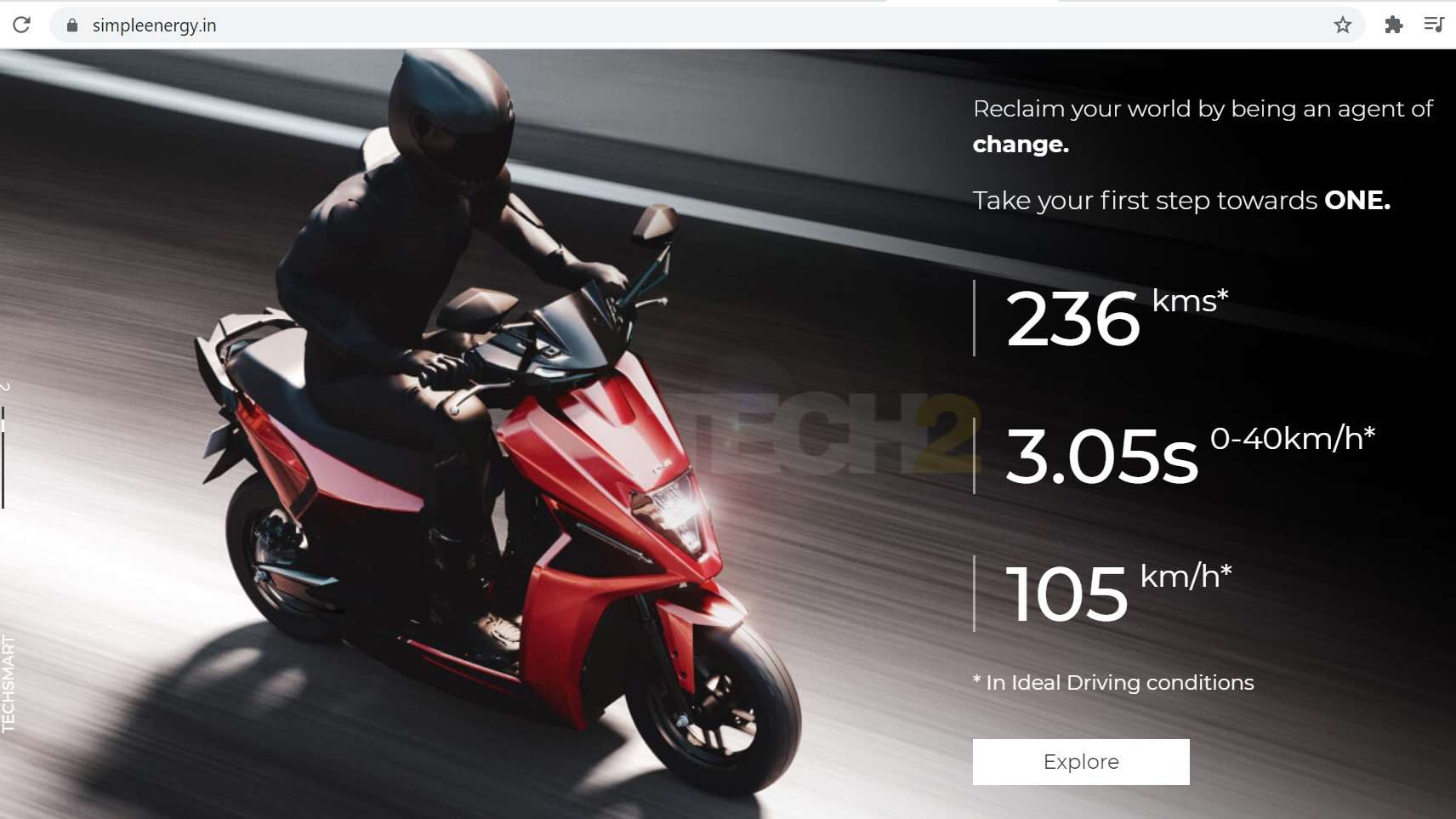 Simple Energy's website and print brochure mentioned the One's 0-40 kph time as 3.05 seconds - but in the presentation, that figure was changed to 2.95 seconds. Image: Simple Energy