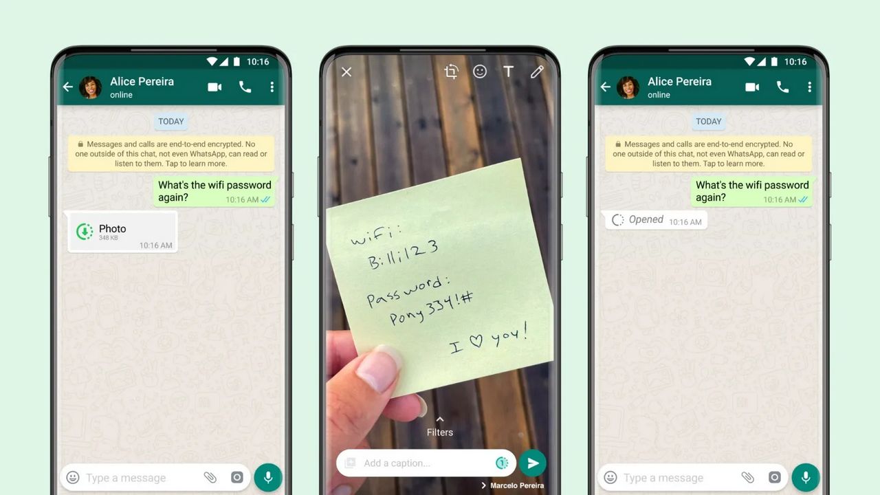 WhatsApp has rolled out the new 'View Once' feature. Image: WhatsApp