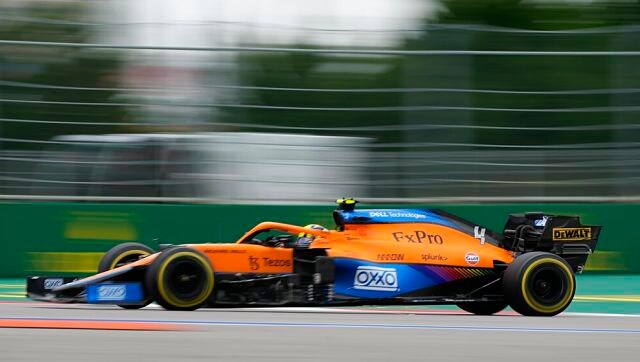 McLaren driver Lando Norris, who started on pole, led the race for a long time until rain started late in the race. He stayed out on slick tires and paid the price when he slid off the track and let Lewis Hamilton through. Norris finally finished seventh after his failed gamble to stay on dry tires despite warnings from his team about how slippery the track was becoming. AP Photo McLaren driver Lando Norris, who started on pole, led the race for a long time until rain started late in the race. He stayed out on slick tires and paid the price when he slid off the track and let Lewis Hamilton through. Norris finally finished seventh after his failed gamble to stay on dry tires despite warnings from his team about how slippery the track was becoming. AP Photo