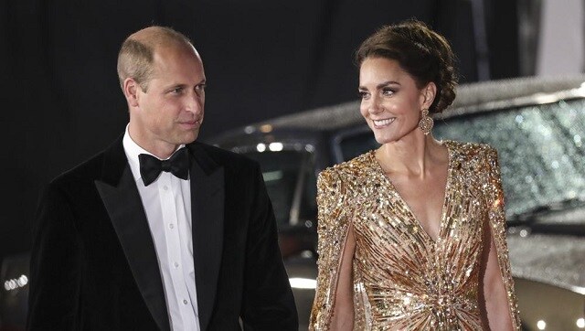 Kate stole the show with a sparkling gold cape dress by designer Jenny Packham (Photo by Vianney Le Caer/Invision/AP) Kate stole the show with a sparkling gold cape dress by designer Jenny Packham (Photo by Vianney Le Caer/Invision/AP)